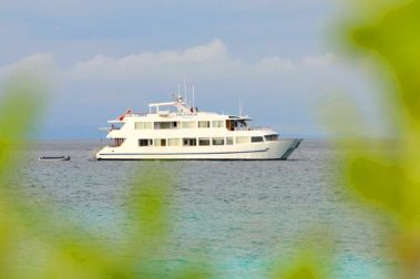 Millennium-Yacht vor Galapagos